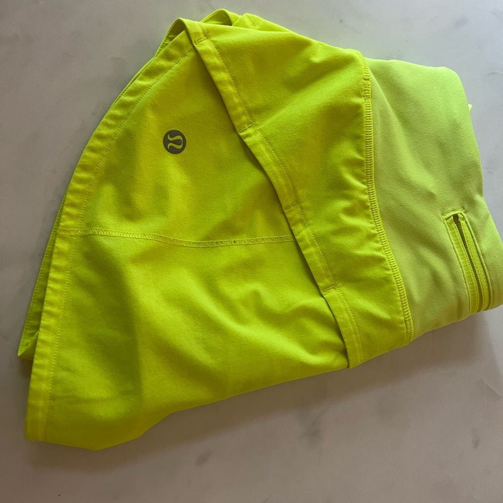Lululemon neon yellow shorts, size 0, low rise & 2.5 inseam